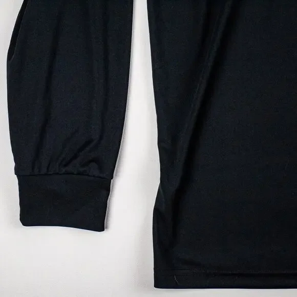 Men’s Black Long-Sleeve Polo Shirt L Lightweight Breathable Polyester | Gradual - Picture 4 of 9